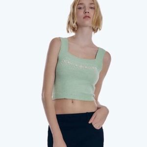 NWT ZARA KNITWEAR TOP WITH FAUX PEARLS
